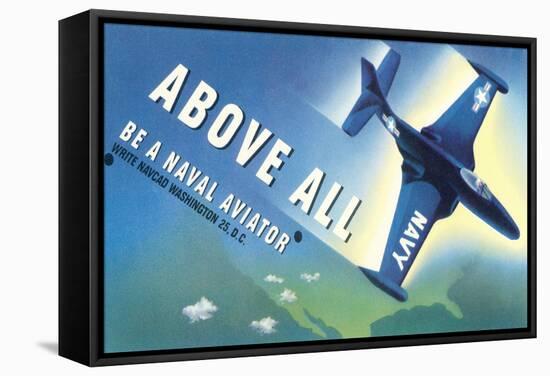 Above All, Navy Fighter Jet-null-Framed Stretched Canvas