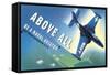 Above All, Navy Fighter Jet-null-Framed Stretched Canvas