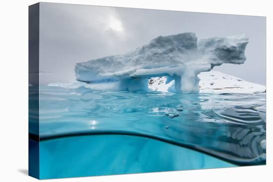 Above and below view of an arch formed in an iceberg at Cuverville Island, Ererra Channel-Michael Nolan-Stretched Canvas