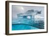 Above and below view of an arch formed in an iceberg at Cuverville Island, Ererra Channel-Michael Nolan-Framed Photographic Print