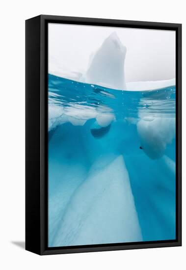 Above and Below View of Glacial Ice in Orne Harbor, Antarctica, Polar Regions-Michael Nolan-Framed Stretched Canvas