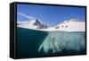 Above and Below View of Glacial Ice in Orne Harbor, Antarctica, Polar Regions-Michael Nolan-Framed Stretched Canvas