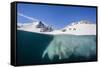 Above and Below View of Glacial Ice in Orne Harbor, Antarctica, Polar Regions-Michael Nolan-Framed Stretched Canvas