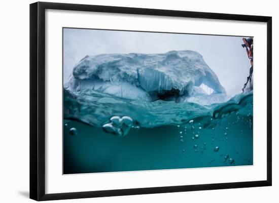 Above and Below Water View of Iceberg at Booth Island, Antarctica, Polar Regions-Michael Nolan-Framed Photographic Print