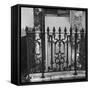 Above-Ground Tomb with Cast-Iron Fence in Cemetery-null-Framed Stretched Canvas