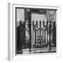 Above-Ground Tomb with Cast-Iron Fence in Cemetery-null-Framed Photographic Print