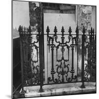 Above-Ground Tomb with Cast-Iron Fence in Cemetery-null-Mounted Photographic Print