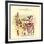 Above View of Cusco, Peru. Inca Capital. Hand Drawn Vintage Postcard or Poster Template in Vector-babayuka-Framed Art Print