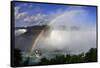 Above view of rainbow mist over boat, Niagara Falls, Ontario, Canada.-Kymri Wilt-Framed Stretched Canvas