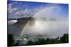 Above view of rainbow mist over boat, Niagara Falls, Ontario, Canada.-Kymri Wilt-Stretched Canvas