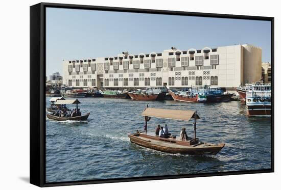 Abra (Ferry Boat), Dubai Creek, Dubai, United Arab Emirates, Middle East-Matt-Framed Stretched Canvas