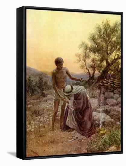 Abraham and Isaac at Mount Moriah - Bible-William Brassey Hole-Framed Stretched Canvas