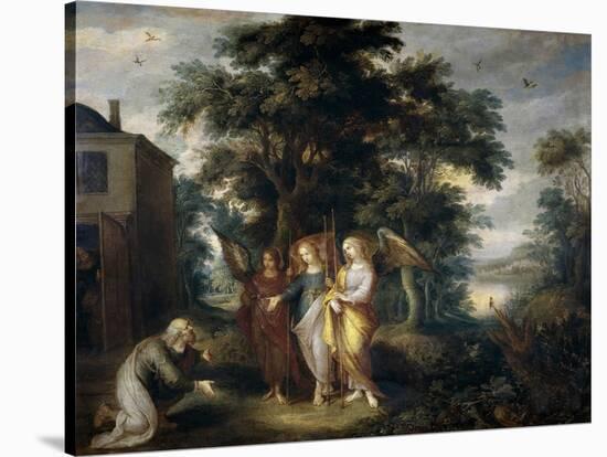 Abraham and the Three Angels-Frans Francken the Younger-Stretched Canvas