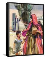 Abraham Bidding Farewell to Hagar and Ismael-Mike Lea-Framed Stretched Canvas