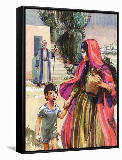 Abraham Bidding Farewell to Hagar and Ismael-Mike Lea-Framed Stretched Canvas