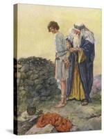 Abraham binds Isaac as a sacrifice-Charles Edmund Brock-Stretched Canvas