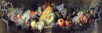 Still Life with Cherries, Watermelon, Peaches, Apricots, Plums, Pomegranates and Figures, 17Th Cent-Abraham Brueghel-Giclee Print