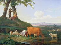 Landscape with Cows and Sheep-Abraham Bruiningh van Worrell-Framed Stretched Canvas