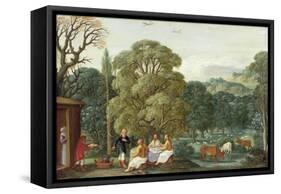 Abraham Entertaining the Three Angels-Johann Or Hans Konig-Framed Stretched Canvas