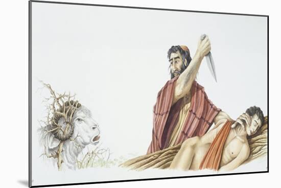 Abraham Is About to Sacrifice His Son Isaac When He Sees Ram in Thicket-null-Mounted Giclee Print