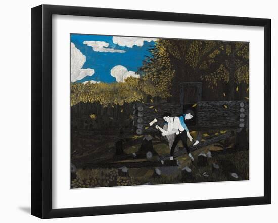 Abraham Lincoln and His Father (Oil on Panel)-Horace Pippin-Framed Giclee Print