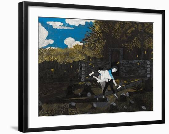Abraham Lincoln and His Father (Oil on Panel)-Horace Pippin-Framed Giclee Print