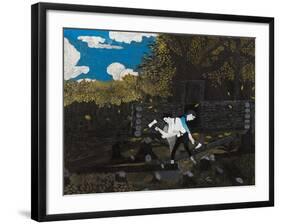 Abraham Lincoln and His Father (Oil on Panel)-Horace Pippin-Framed Giclee Print