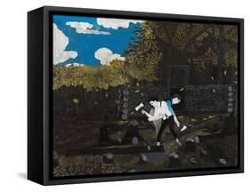Abraham Lincoln and His Father (Oil on Panel)-Horace Pippin-Framed Stretched Canvas