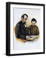 Abraham Lincoln and His Son Tad, 9 February 1864-null-Framed Giclee Print