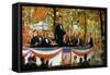 Abraham Lincoln and Stephen A. Douglas Debating at Charleston, Illinois, 18th September 1858-Robert Marshall Root-Framed Stretched Canvas