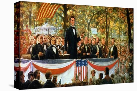Abraham Lincoln and Stephen A. Douglas Debating at Charleston, Illinois, 18th September 1858-Robert Marshall Root-Stretched Canvas