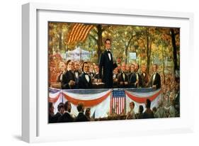 Abraham Lincoln and Stephen A. Douglas Debating at Charleston, Illinois, 18th September 1858-Robert Marshall Root-Framed Giclee Print