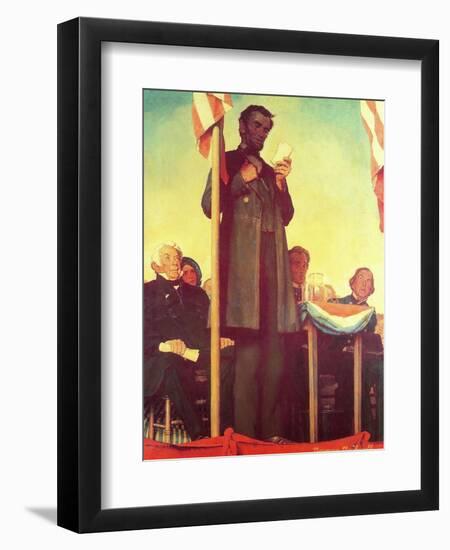 Abraham Lincoln Delivering the Gettysburg Address-Norman Rockwell-Framed Giclee Print