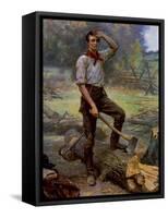 Abraham Lincoln Depicted as a Frontier Rail Splitter in 1909 Commemorative Portrait-null-Framed Stretched Canvas