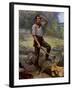 Abraham Lincoln Depicted as a Frontier Rail Splitter in 1909 Commemorative Portrait-null-Framed Art Print