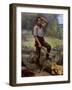 Abraham Lincoln Depicted as a Frontier Rail Splitter in 1909 Commemorative Portrait-null-Framed Art Print