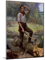 Abraham Lincoln Depicted as a Frontier Rail Splitter in 1909 Commemorative Portrait-null-Mounted Art Print