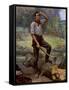 Abraham Lincoln Depicted as a Frontier Rail Splitter in 1909 Commemorative Portrait-null-Framed Stretched Canvas