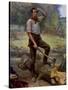 Abraham Lincoln Depicted as a Frontier Rail Splitter in 1909 Commemorative Portrait-null-Stretched Canvas