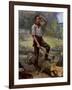 Abraham Lincoln Depicted as a Frontier Rail Splitter in 1909 Commemorative Portrait-null-Framed Art Print