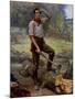 Abraham Lincoln Depicted as a Frontier Rail Splitter in 1909 Commemorative Portrait-null-Mounted Art Print