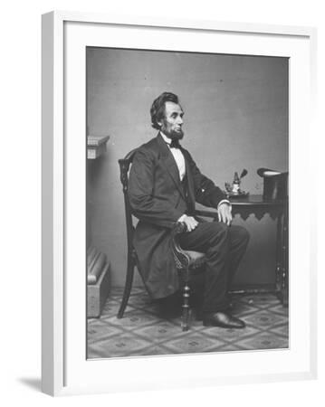 Civil War Abraham Lincoln B/W Photo Portrait Cherry Framed Art Print 