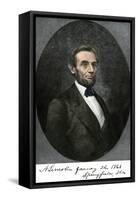 Abraham Lincoln in Springfield, Illinois in 1861, with His Autograph-null-Framed Stretched Canvas