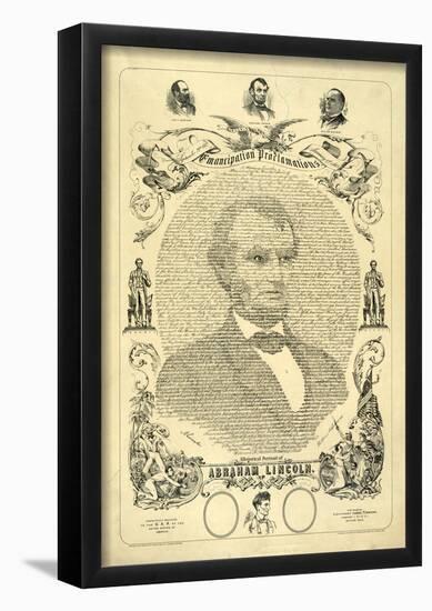 Abraham Lincoln Portrait Emancipation Proclamation Historical Document Poster-null-Framed Poster