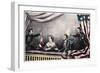 Abraham Lincoln President of the United States is Assassinated at the Theatre by John Wilkes Booth-Currier & Ives-Framed Art Print