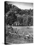 Abraham Lincoln's Childhood Home with a Rail Fence That He Built-Ralph Crane-Stretched Canvas