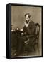 Abraham Lincoln Sitting at Desk, 1861-Mathew Brady-Framed Stretched Canvas