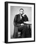 Abraham Lincoln, the 16th US President, leaning against a book while sitting at a table.-Vernon Lewis Gallery-Framed Photographic Print