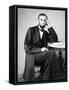 Abraham Lincoln, the 16th US President, leaning against a book while sitting at a table.-Vernon Lewis Gallery-Framed Stretched Canvas