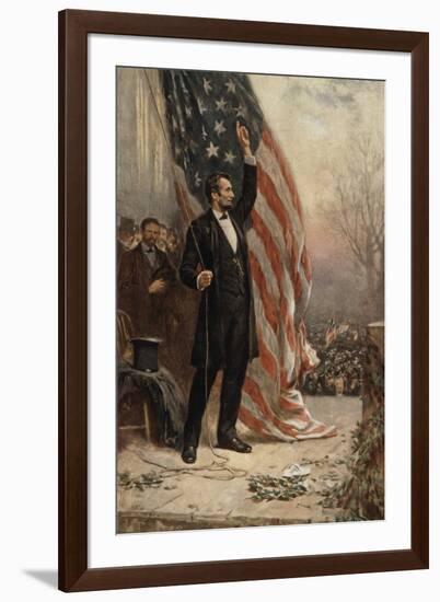 Abraham Lincoln with American Flag-null-Framed Giclee Print